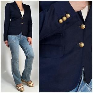 Women's J.Crew Navy Blue Wool Blend Blazer Suit Jacket Size 0